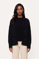 Cashmere Silk Micro-Paillettes Cardigan - BLACK - 37168 - 1