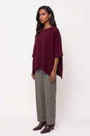Cashmere Poncho Sweater - BORDEAUX - 37169 - 3