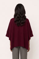 Cashmere Poncho Sweater - BORDEAUX - 37169 - 2