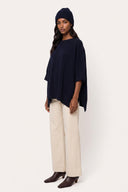 Cashmere Poncho Sweater - BLUE NAVY - 37171 - 3