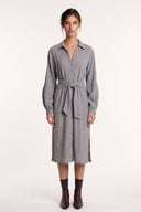 Plissè Wool-Viscose Belted Shirt Dress - PEARL - 37548 - 1