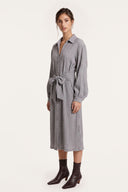 Plissè Wool-Viscose Belted Shirt Dress - PEARL - 37548 - 3