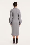 Plissè Wool-Viscose Belted Shirt Dress - PEARL - 37548 - 2