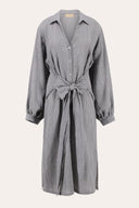 Plissè Wool-Viscose Belted Shirt Dress - PEARL - 37548 - 4