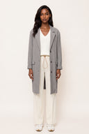 Loosely fitted plissè wool viscose coat - PEARL - 37549 - 1