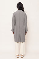Loosely fitted plissè wool viscose coat - PEARL - 37549 - 2
