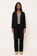 Loosely fitted plissè wool viscose coat - BLACK - 37173 - 1