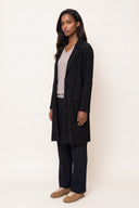 Loosely fitted plissè wool viscose coat - BLACK - 37173 - 3