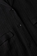 Loosely fitted plissè wool viscose coat - BLACK - 37173 - 5