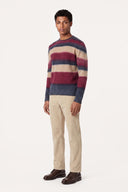 Airbrushed Striped Wool Fleece Crew-Neck Sweater - BORDEAUX S - 37149 - 3