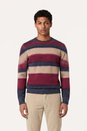 Airbrushed Striped Wool Fleece Crew-Neck Sweater - BORDEAUX S - 37149 - 1