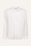 Linen Shirt with Mandarin Collar - WHITE - 35139 - 5