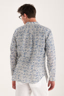 Regular Fit Floral Printed Linen Pocket Shirt - BUTTER - 33485 - 3