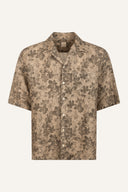 Short-Sleeved Regular Fit Printed Linen Shirt - CORDA - 35869 - 5