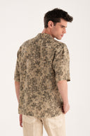 Short-Sleeved Regular Fit Printed Linen Shirt - CORDA - 35869 - 3