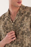 Short-Sleeved Regular Fit Printed Linen Shirt - CORDA - 35869 - 4