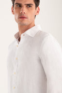 Contemporary Fit Linen Shirt - WHITE - 35870 - 4