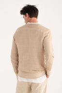 Regular Fit Linen Knit Crewneck - SAFARI SOF - 33540 - 3