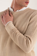 Regular Fit Linen Knit Crewneck - SAFARI SOF - 33540 - 4