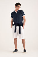 Linen Jersey Polo Shirt - NAVY BLUE  - 33560 - 4