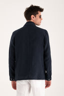 Relaxed Four-Button Linen Chore Jacket - MARINE - 35158 - 3