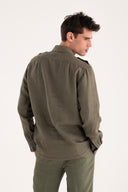 Regular Fit Linen Safari Jacket - KAKY - 35881 - 3