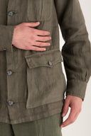 Regular Fit Linen Safari Jacket - KAKY - 35881 - 4