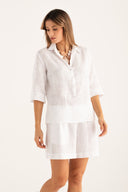 Camicia in Lino Ricamato Vestibilità Regolare