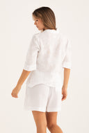 Regular Fit Linen Embroidered Shirt - WHITE - 35171 - 3