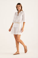 Camicia in Lino Ricamato Vestibilità Regolare