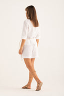 Regular Fit Linen Embroidered Shirt - WHITE - 35171 - 5