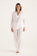 Regular Fit Relaxed V-Neck Linen Blouse - 2