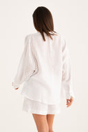Regular Fit Linen Shirt with Openwork Detailing - WHITE - 35163 - 3