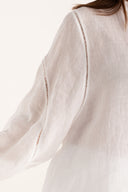 Regular Fit Linen Shirt with Openwork Detailing - WHITE - 35163 - 4