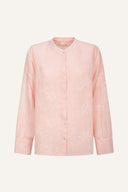 Regular Fit Embroidered Linen Shirt with Openwork Detailing - BOUQUET - 35885 - 7