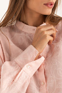 Regular Fit Embroidered Linen Shirt with Openwork Detailing - BOUQUET - 35885 - 4