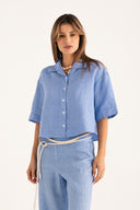 Relaxed Fit Boxy Short-Sleeved Linen Shirt