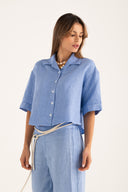Relaxed Fit Boxy Short-Sleeved Linen Shirt - PACIFIC SO - 35886 - 5