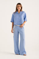 Relaxed Fit Boxy Short-Sleeved Linen Shirt