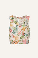 Regular Fit Printed Sleeveless Linen Top with Elasticated Hem - PRINTED FA - 35703 - 6