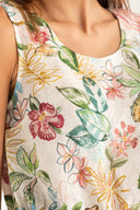 Regular Fit Printed Sleeveless Linen Top with Elasticated Hem - PRINTED FA - 35703 - 4