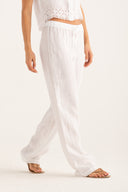 Pantaloni morbidi in lino con coulisse