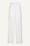 Relaxed Drawstring Linen Trousers - WHITE - 33602 - 4