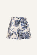 Regular Fit Embroidered Linen Shorts - WASHED-BLU - 35708 - 4