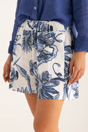 Regular Fit Embroidered Linen Shorts - WASHED-BLU - 35708 - 3
