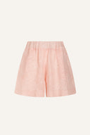 Regular Fit Embroidered Linen Shorts - BOUQUET - 35887 - 4