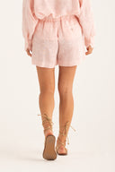 Regular Fit Embroidered Linen Shorts