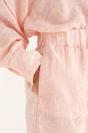 Regular Fit Embroidered Linen Shorts - BOUQUET - 35887 - 3