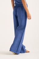 Wide-Leg Linen Trousers - INK SOFT F - 35710 - 3