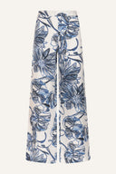 Wide-Leg Linen Trousers - WASHED-BLU - 35711 - 7